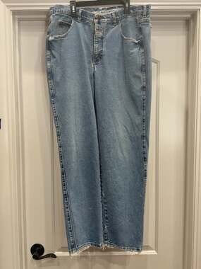 Marithe Francois Girbaud Jeans 34 Light Wash Relaxed Straight Leg Distressed